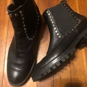 Dolce Vita Black Peyton Ankle Boots with Silver Studs